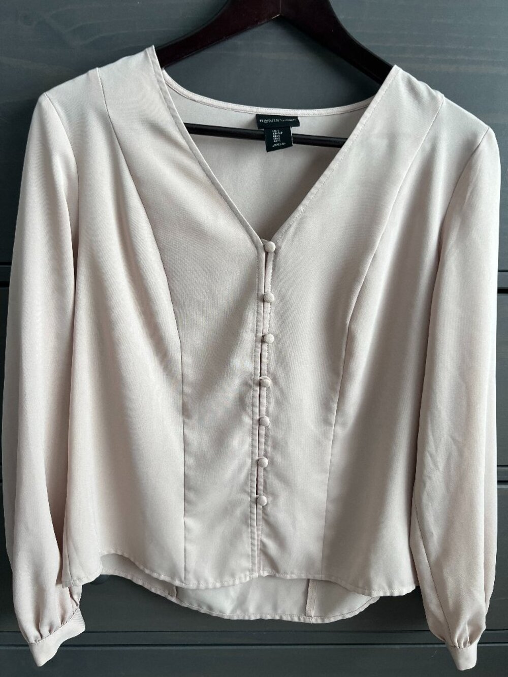 Rachel Zoe Cream long-sleeve button blouse